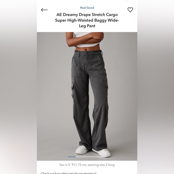 AMERICAN EAGLE Dreamy Drape Stretchy Cargo Pants Size 2 Short - Picture 5 of 12